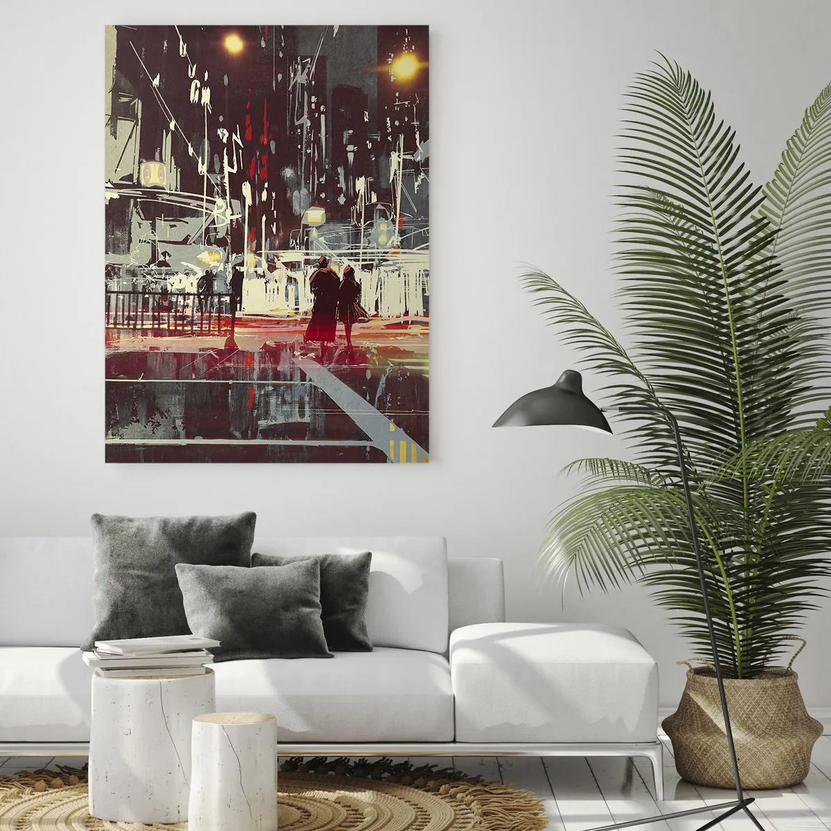 Schilderen op glas - Een grote stadsoversteek - 50x70 cm