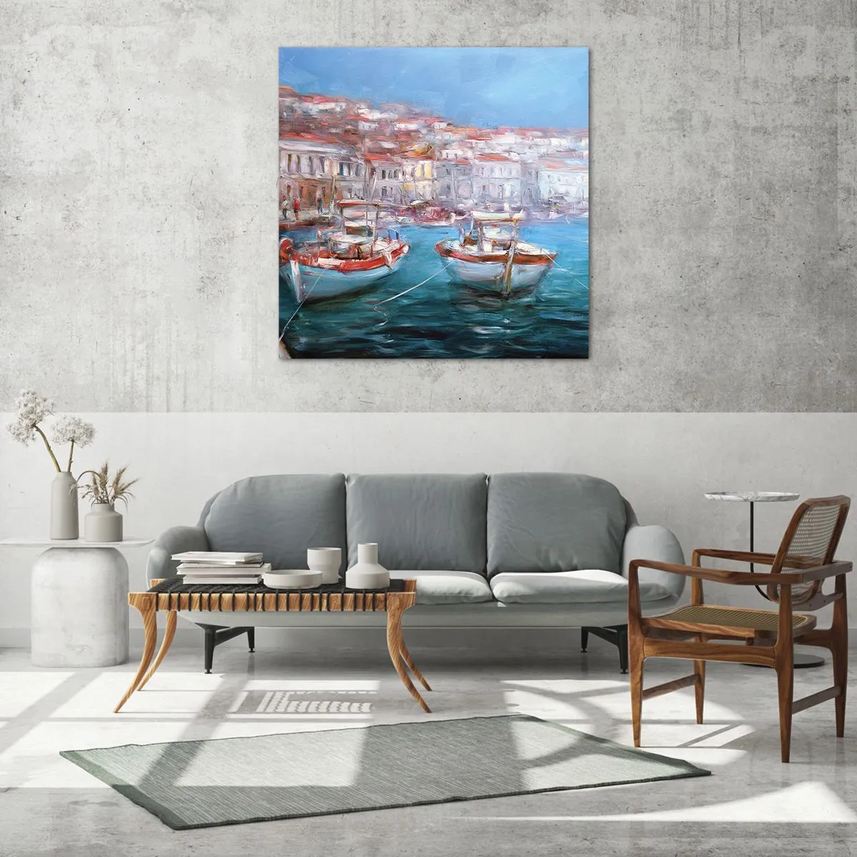 Schilderen op glas - Italiaanse baai - 70x70 cm