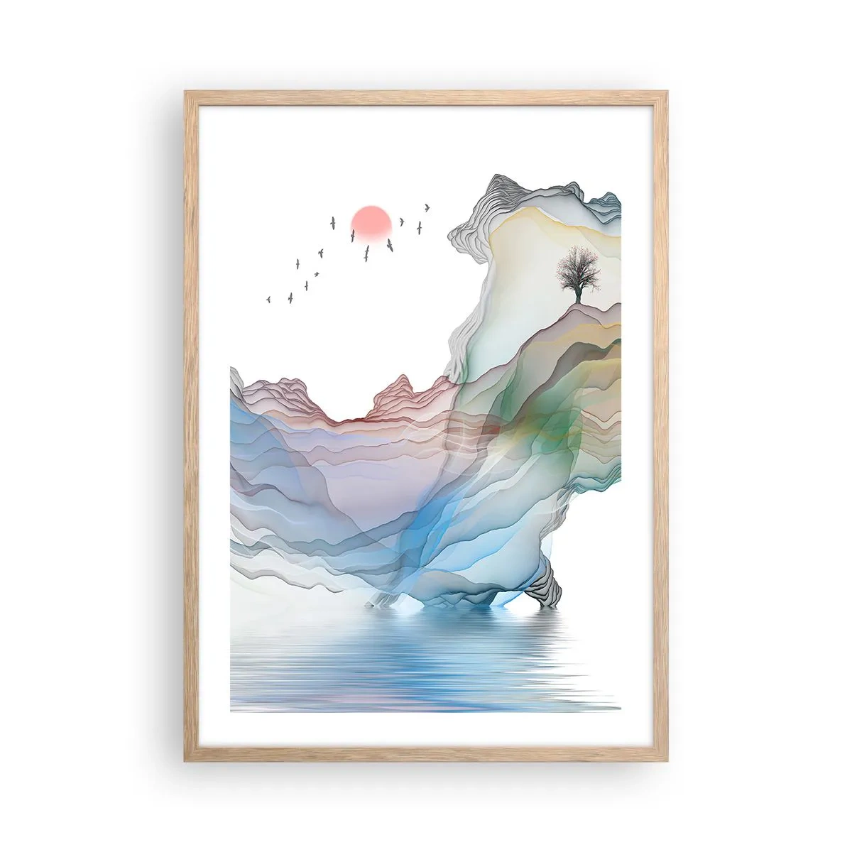 Een poster in een licht eiken lijst - Op weg naar de kristallen bergen - 50x70 cm