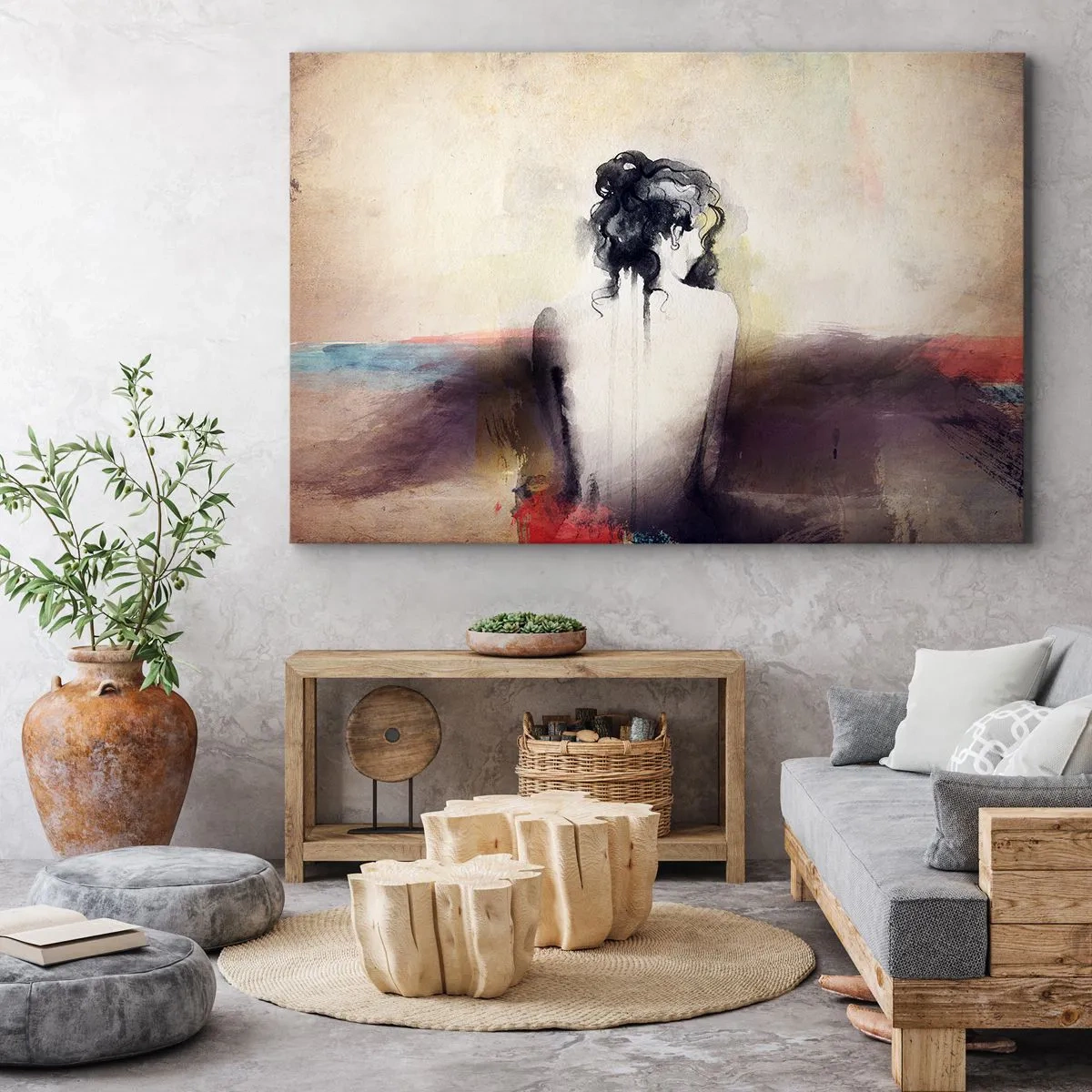 Schilderen op canvas - Vloeiende lijnen, ovale vormen - 100x70 cm