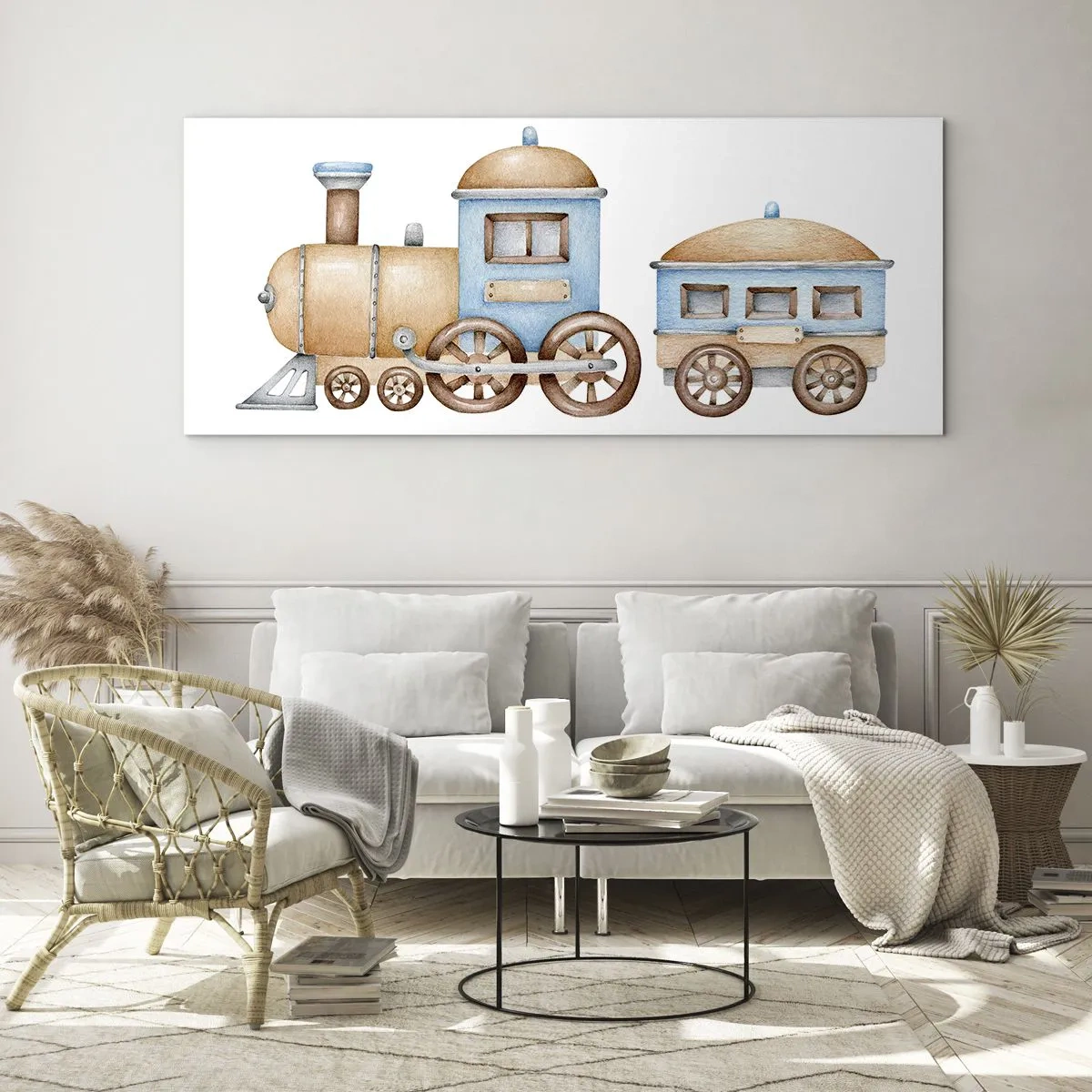 Schilderen op glas - Hij staat op het station... - 120x50 cm