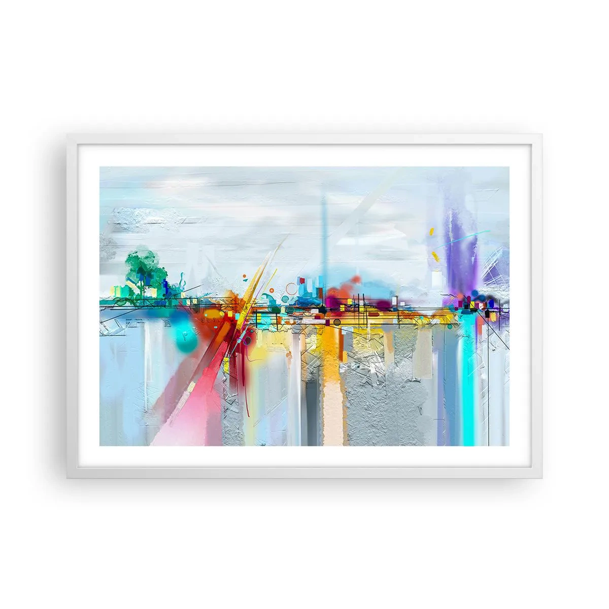 Poster in een witte lijst - Brug van vreugde bij de rivier van het leven - 70x50 cm