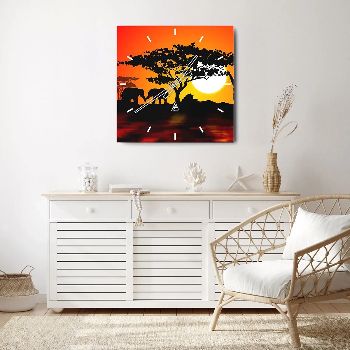 Wandklok - Klok - Ontmoeting in de savanne - 30x30 cm