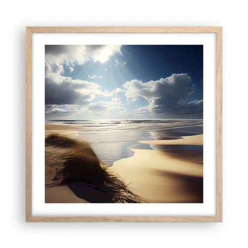 Een poster in een licht eiken lijst - Strand, wild strand - 50x50 cm