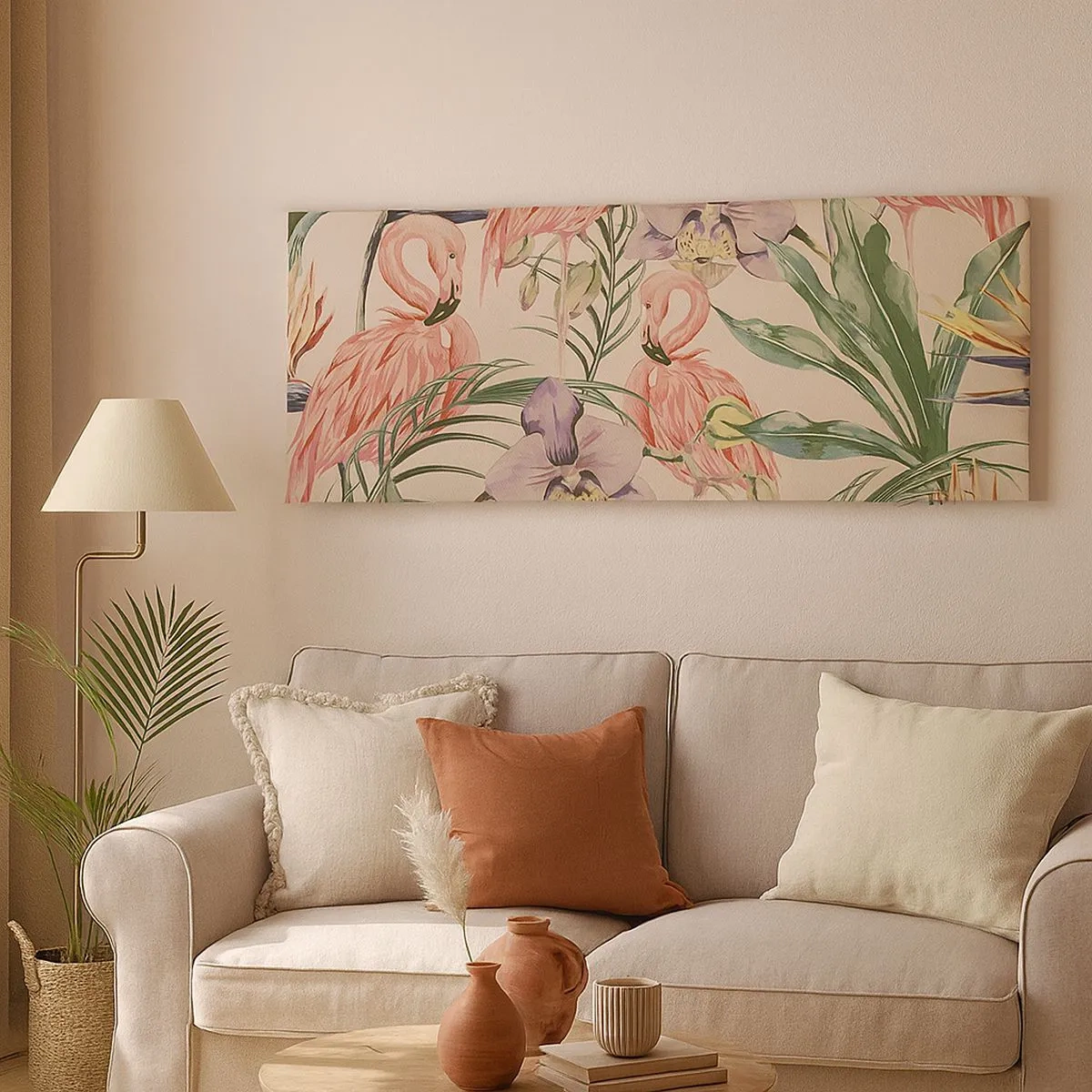 Schilderen op canvas - Roze ballet in bloemen - 100x40 cm