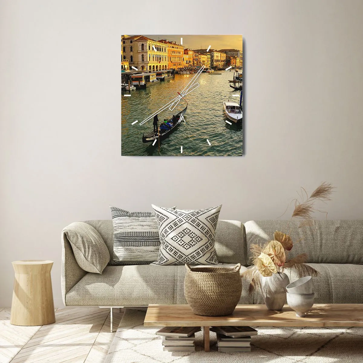 Wandklok - Klok - Aan de zonnige kant van de straat - 40x40 cm