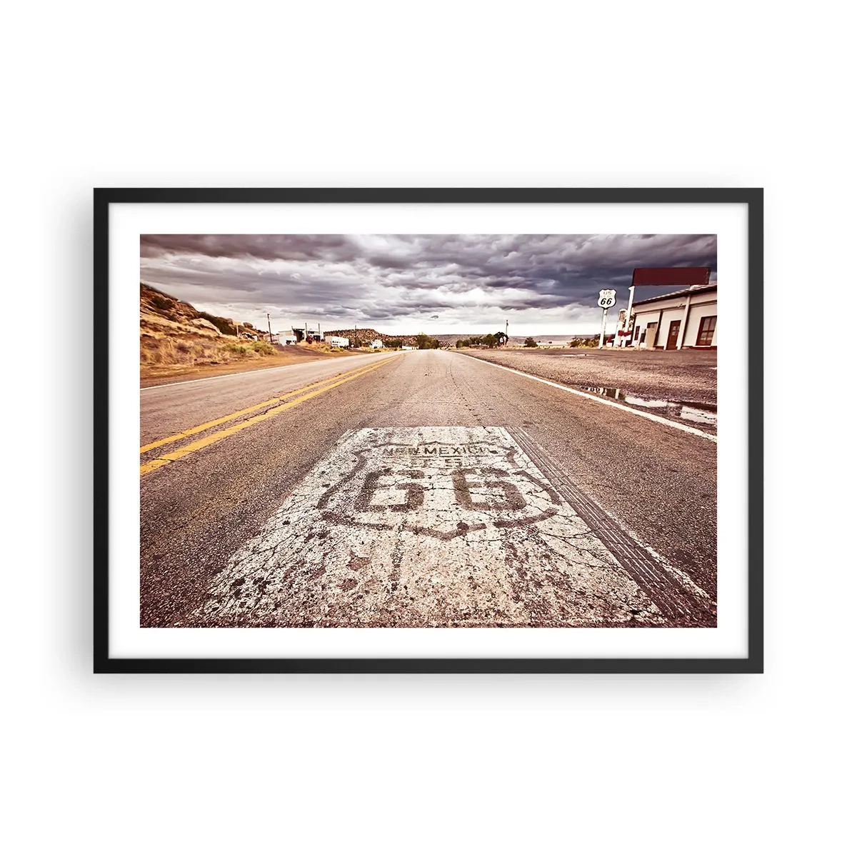 Poster in een zwarte lijst - Mother Road - een Amerikaanse legende - 70x50 cm