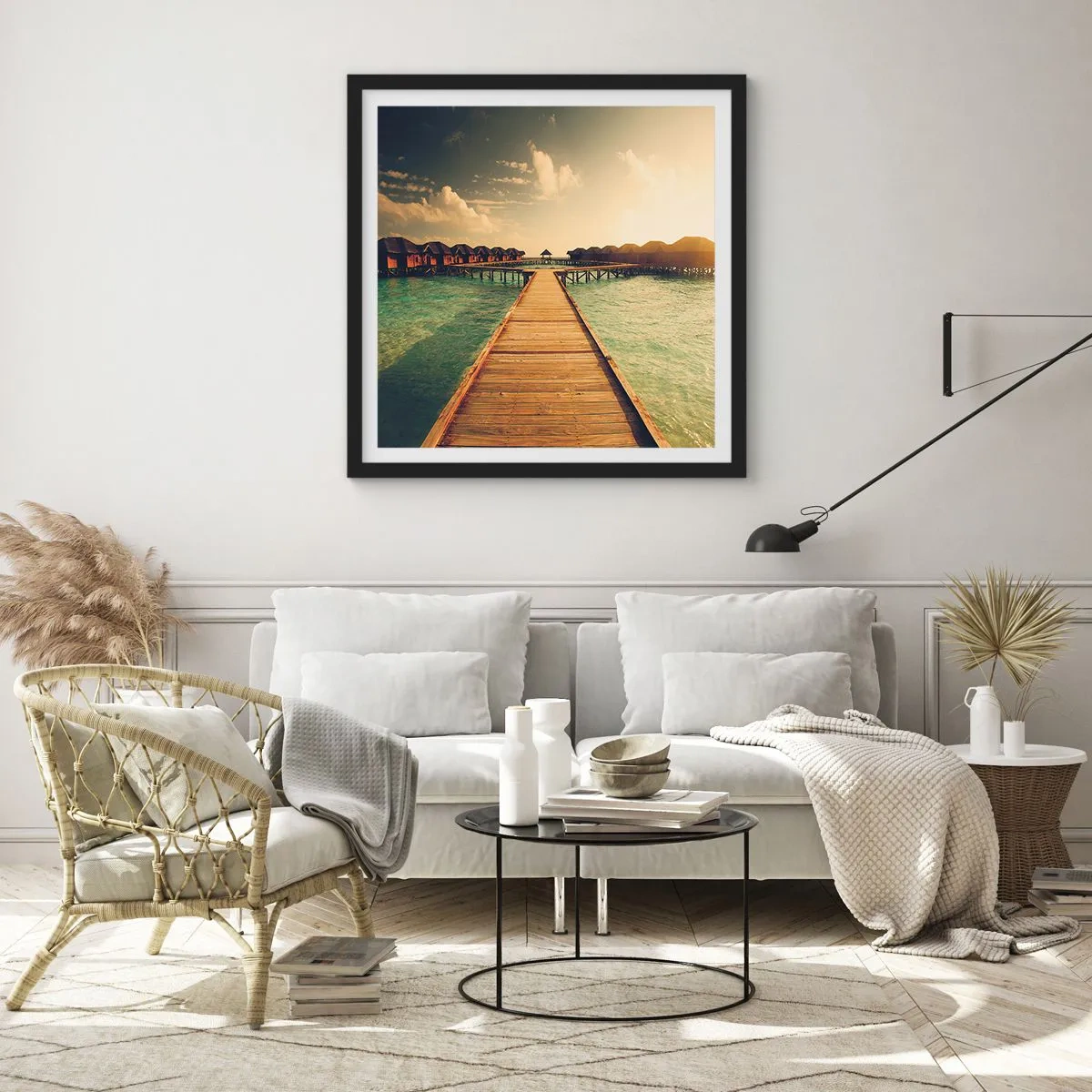 Poster in een zwarte lijst - Een warme uitnodiging - 50x50 cm