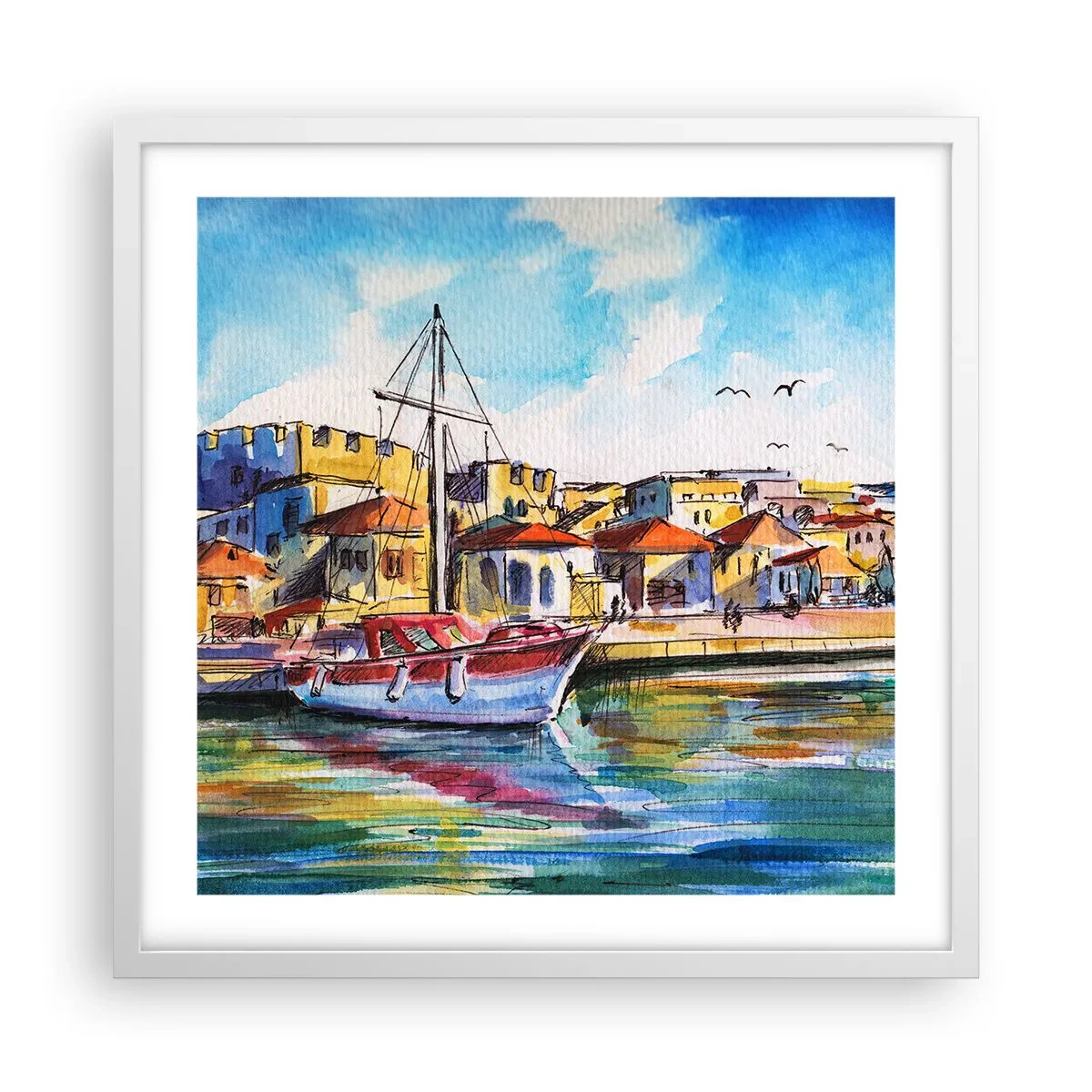 Poster in een witte lijst - Regenboogmiddag - 50x50 cm