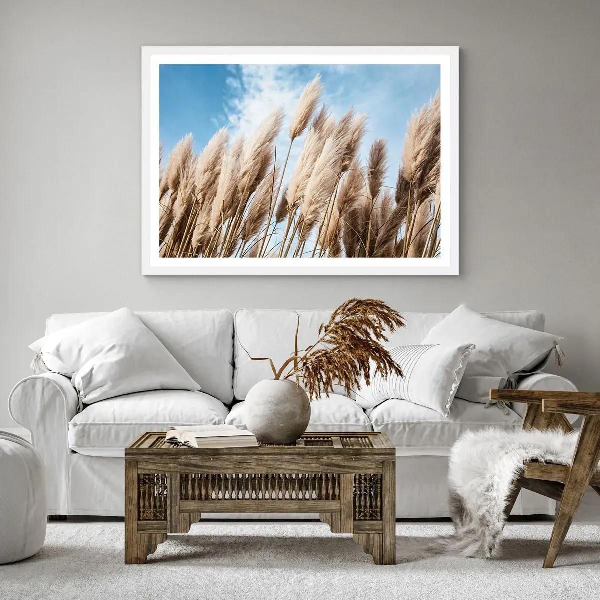 Poster in een witte lijst - Zonnige en winderige streling - 100x70 cm