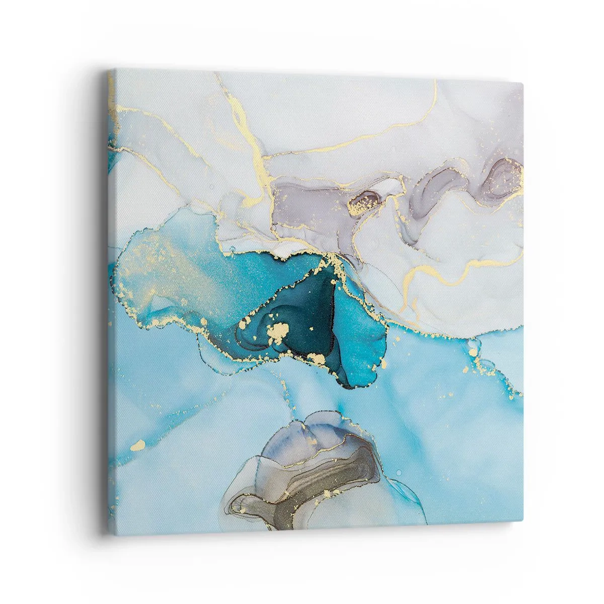Schilderen op canvas - Een studie van de ontmoeting van grijs en turkoois - 40x40 cm