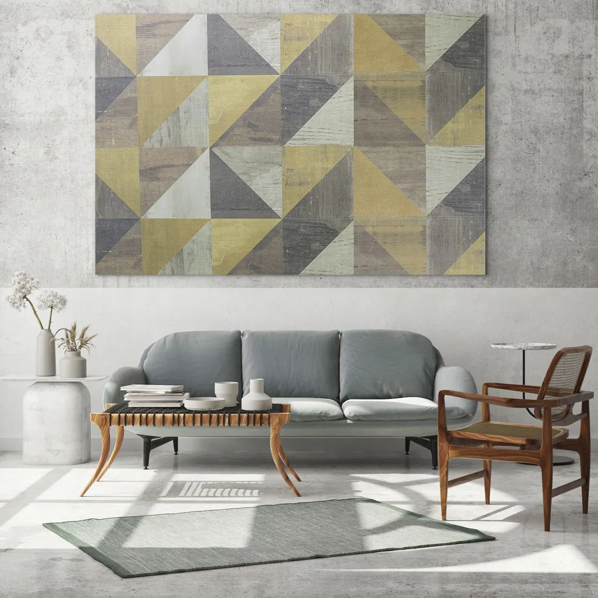 Schilderen op glas - Op de hoek van de driehoek - 120x50 cm
