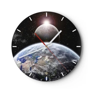 Wandklok - Klok - Kosmisch landschap - zonsopgang - 40x40 cm