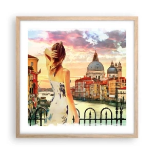 Een poster in een licht eiken lijst - Als een avontuur alleen in ... - 50x50 cm