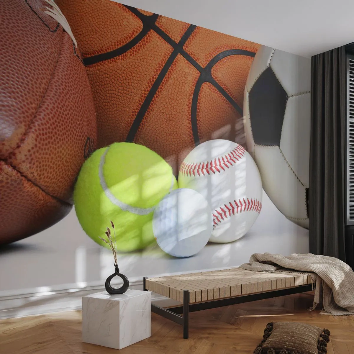 Fotobehang Standard Eco - Voetbal verbindt ons! - Sport, Voetbal, Een basketbal - 450x315 cm