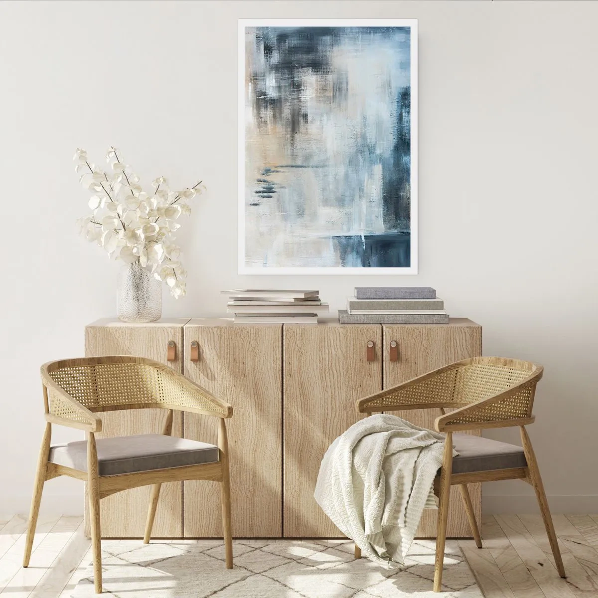 Poster - Achter het blauwe gordijn - 30x40 cm