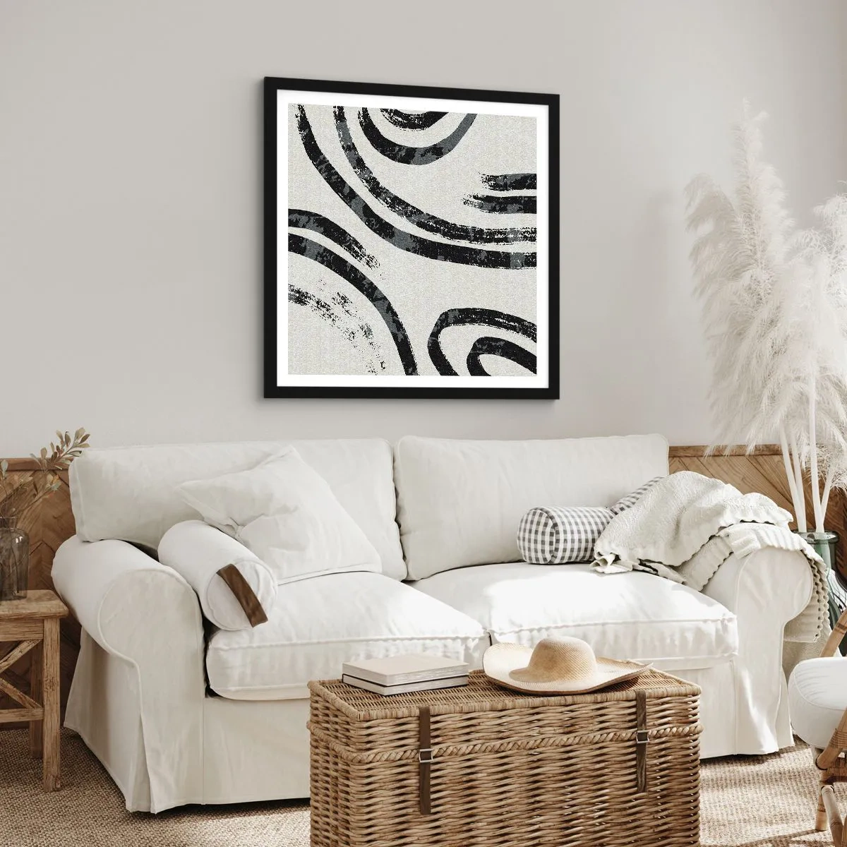 Poster in een zwarte lijst - Half gestopt - 30x30 cm