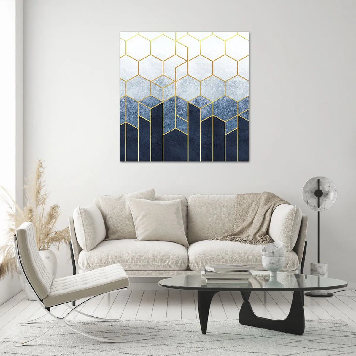 Schilderen op glas - Compositie in een gesyncopeerd ritme - 70x70 cm