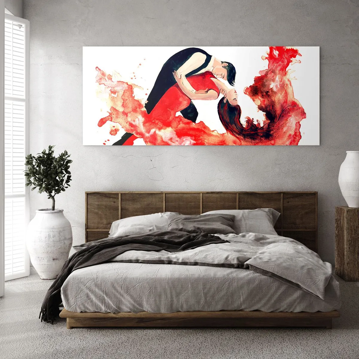 Schilderen op glas - Tango - een sensuele golf - 120x50 cm