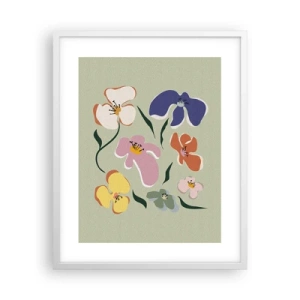 Poster in een witte lijst - Viooltjes welkom - 40x50 cm