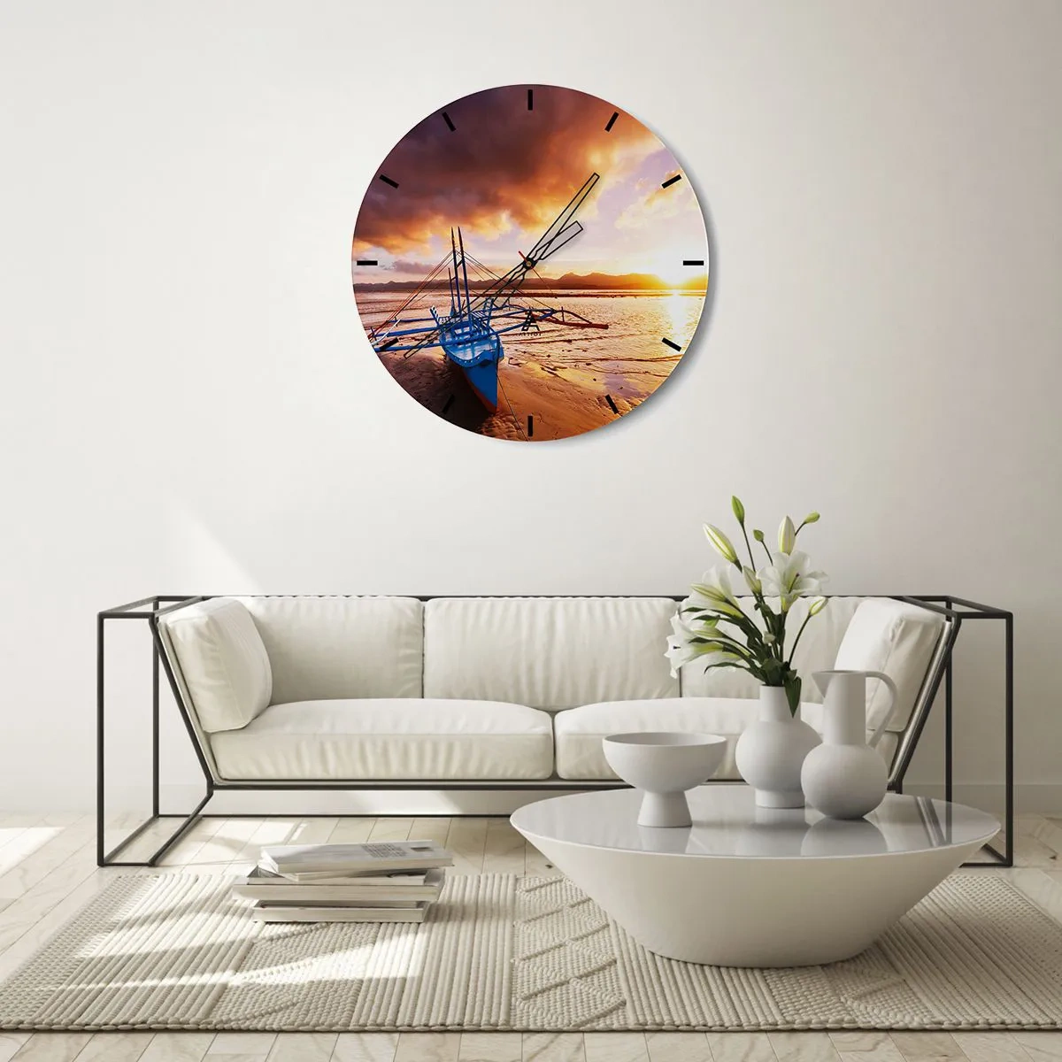 Wandklok - Klok - Strek je uit op het zand na een hele dag - 40x40 cm