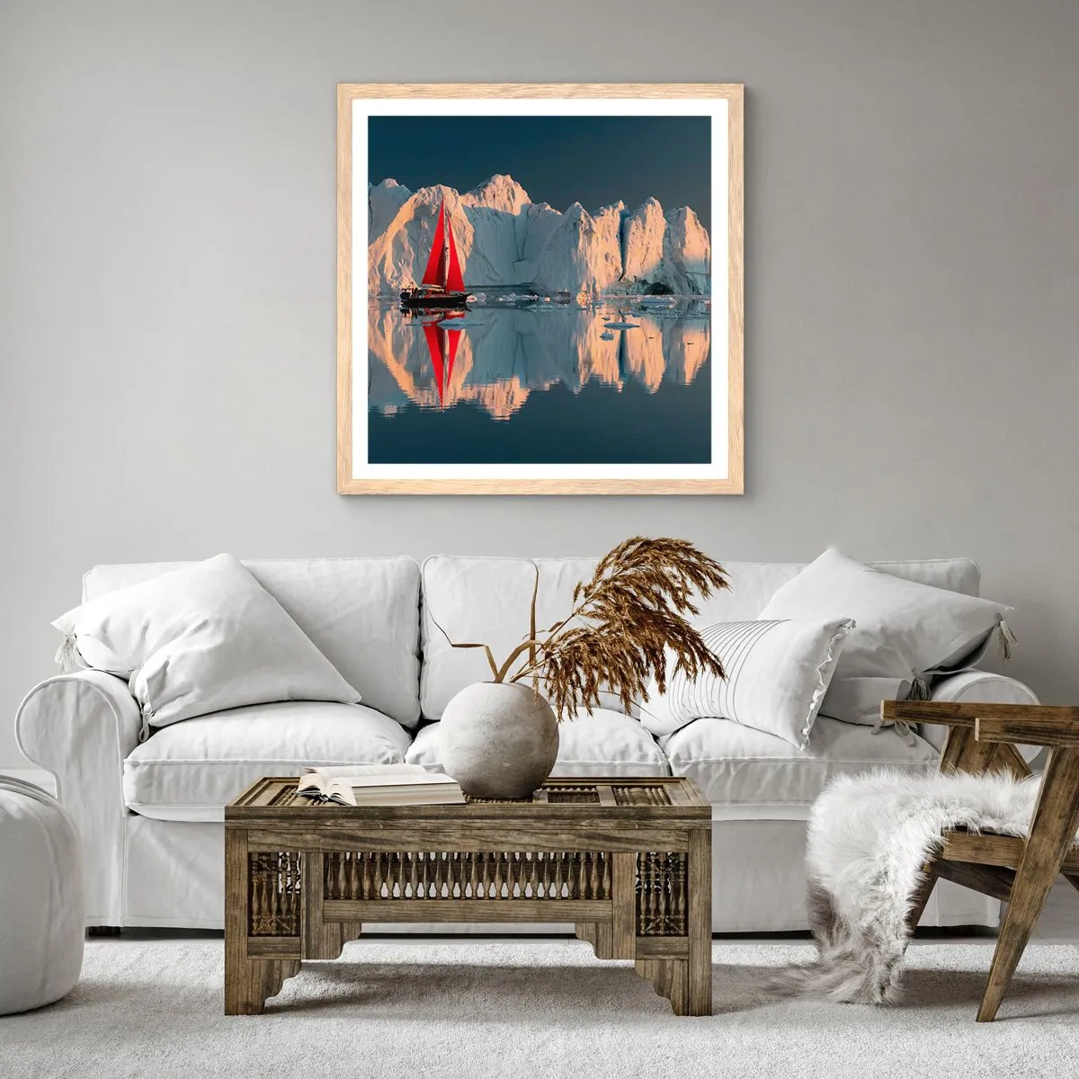 Een poster in een licht eiken lijst - Aan de rand van de wereld - 60x60 cm