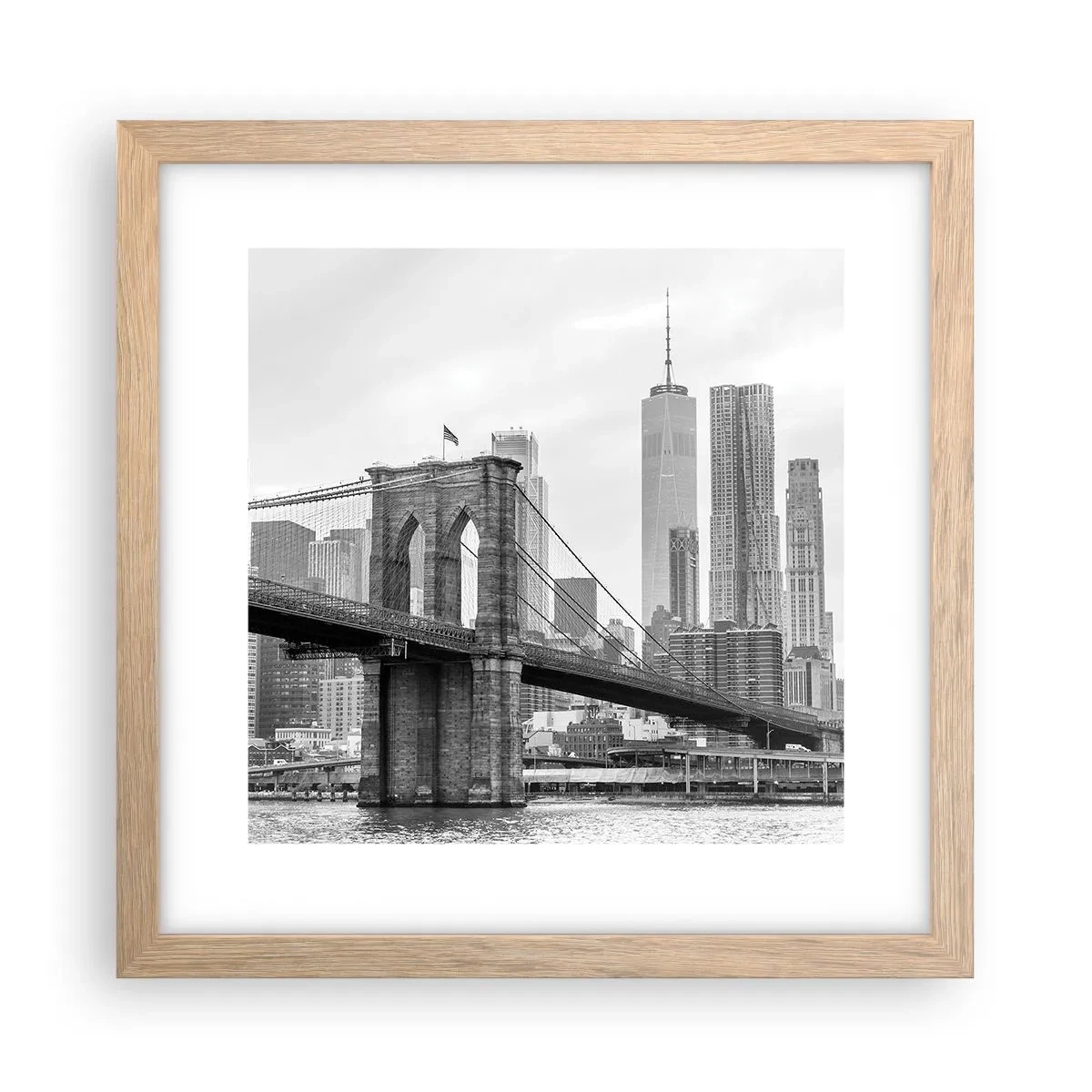 Een poster in een licht eiken lijst - New Yorkse sfeer - 30x30 cm