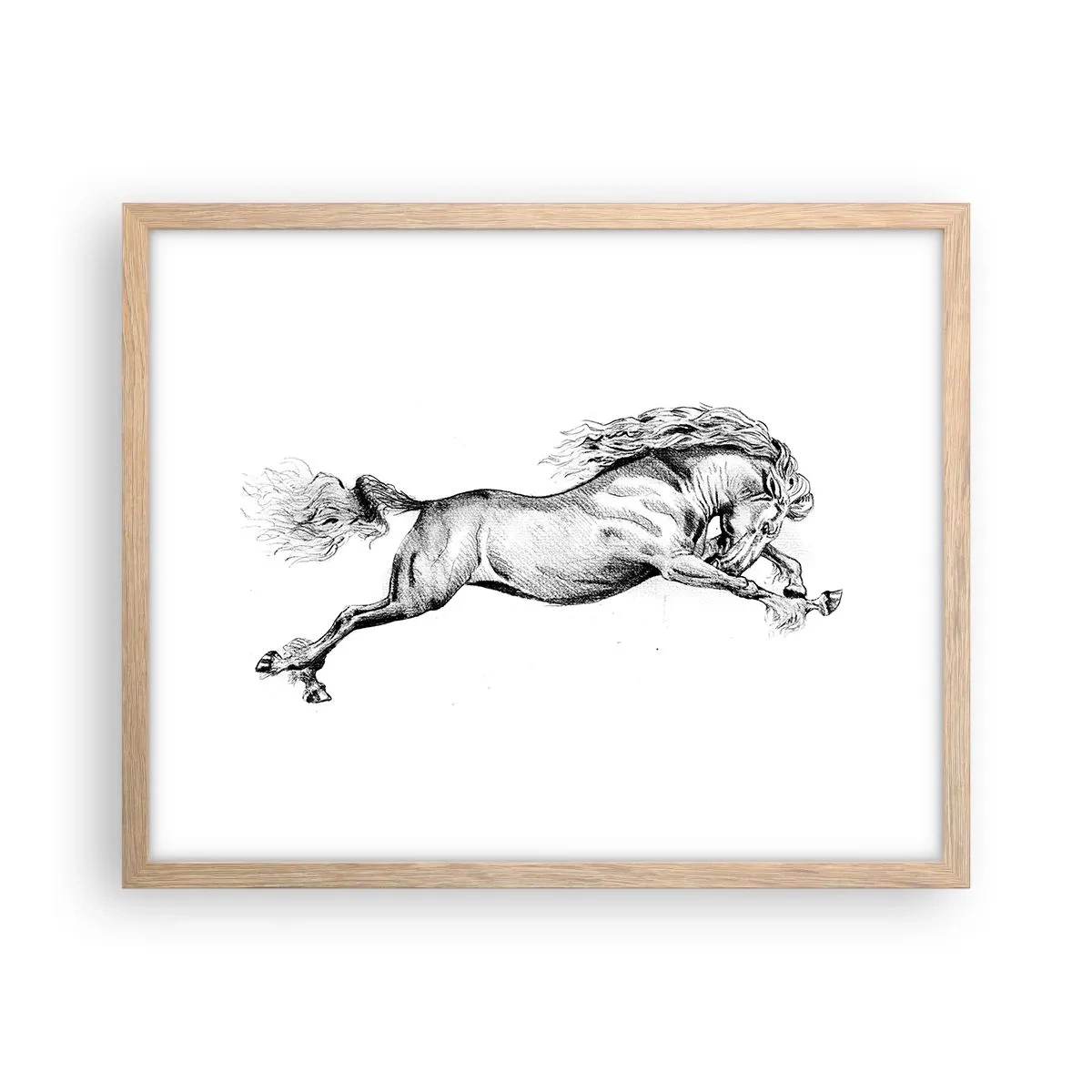Een poster in een licht eiken lijst - Vastgehouden in galop - 50x40 cm