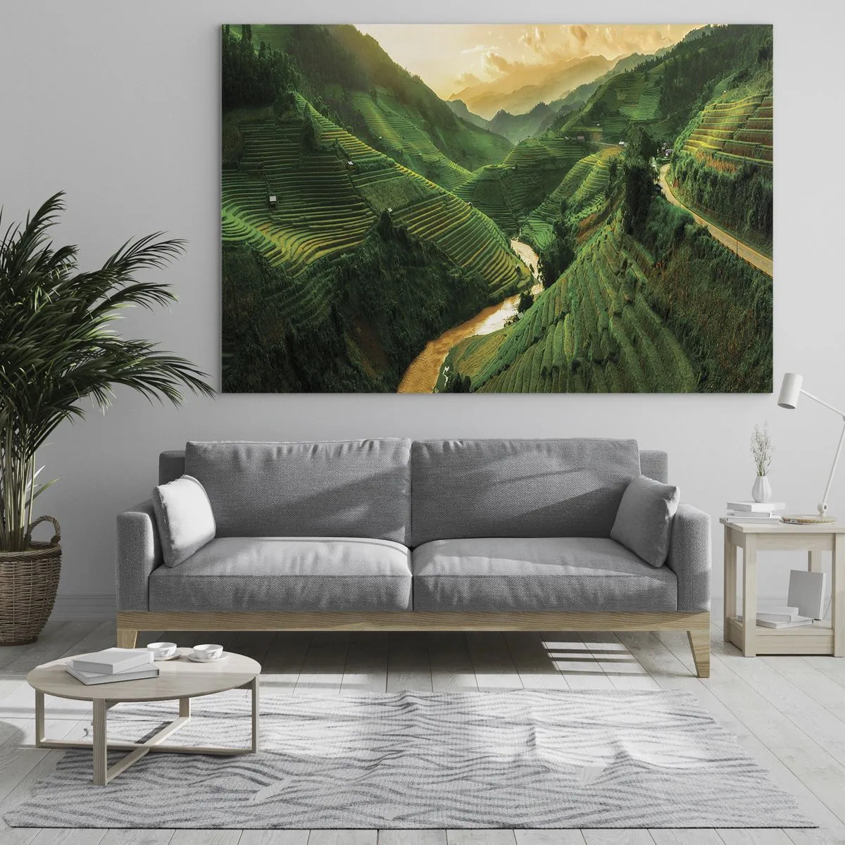 Schilderen op glas - Vietnamese vallei - 120x80 cm