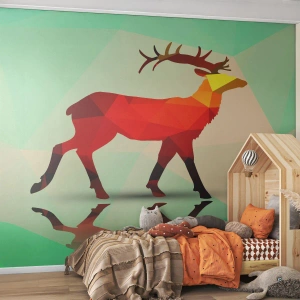 Fotobehang Premium Canvas - Geometrische hert - Dieren, Hert, Geometrische figuur - 200x140 cm