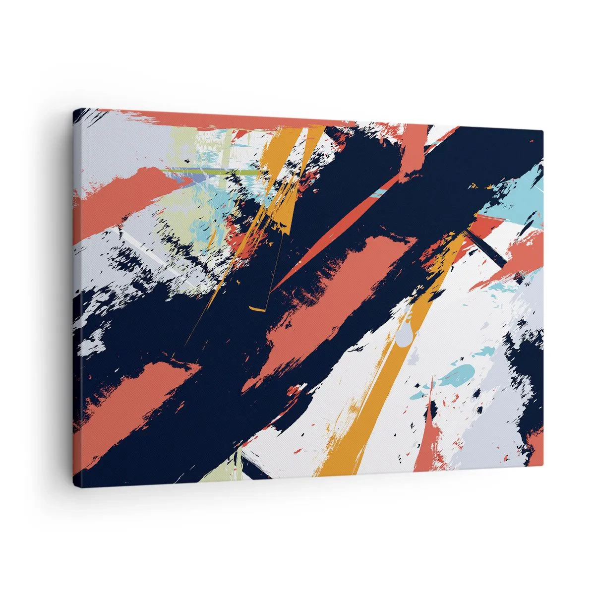 Schilderen op canvas - Abstracte penseelstreken in levendige kleuren - 70x50cm - Dynamische compositie - Moderne wanddecoratie voor woonkamer en slaapkamer ARTTOR