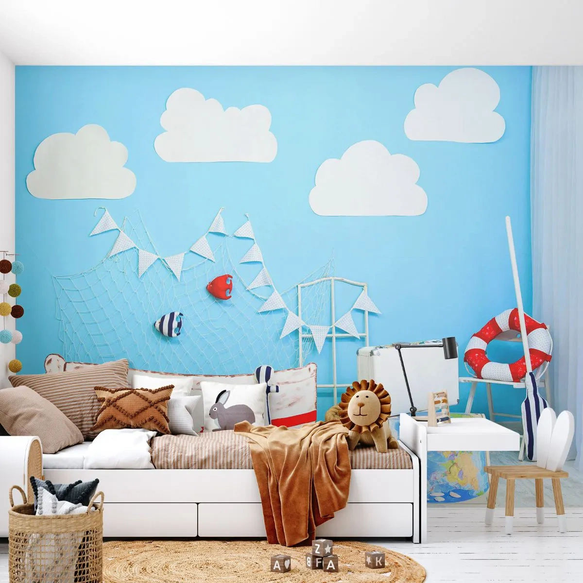 Fotobehang Premium Canvas - Het verlangen van een kind naar avontuur - Voor kinderen, Nautisch, Vissersboot - 250x175 cm