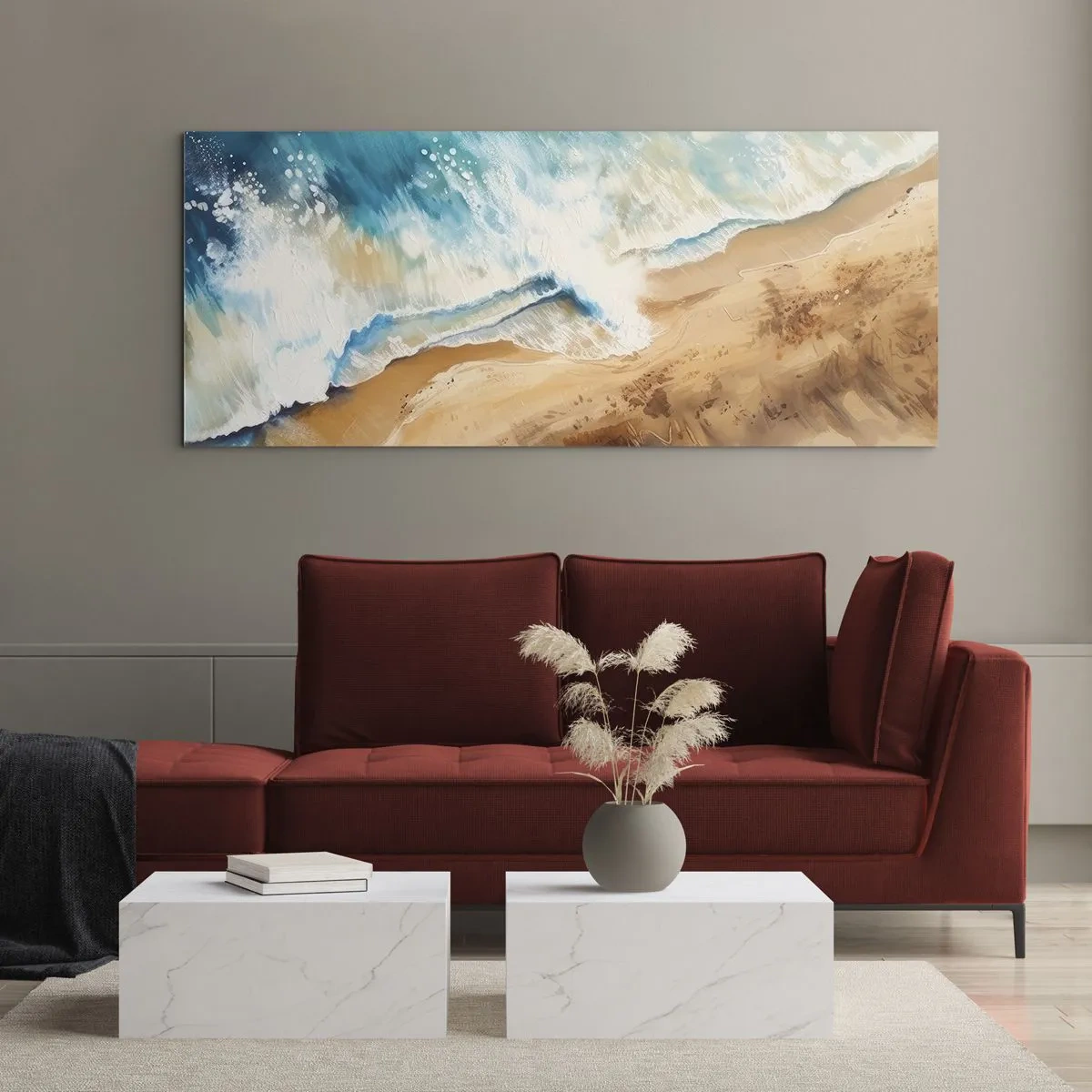 Schilderen op glas - De terugkerende golf - 100x40 cm