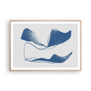 Een poster in een licht eiken lijst - Gevleugelde abstractie - 100x70 cm