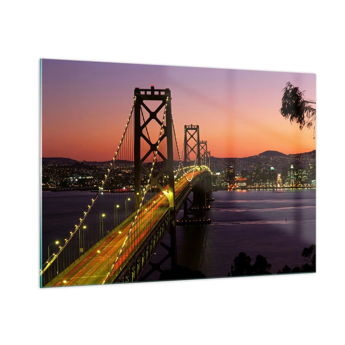 Schilderen op glas - Violette avond - 100x70 cm