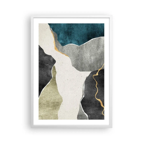 Poster in een witte lijst - Mozaïekcompositie met gouddraad - 50x70 cm