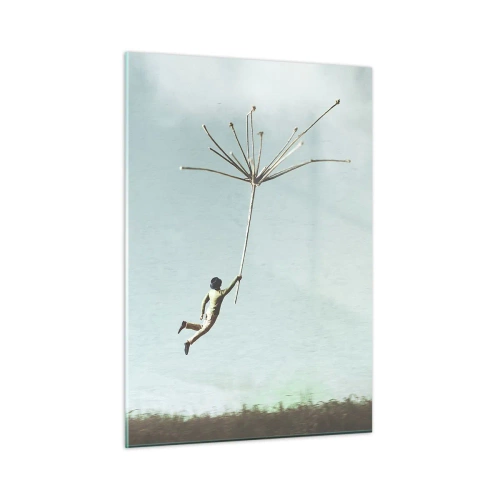 Schilderen op glas - Vliegers, paardebloemen, wind - 50x70 cm