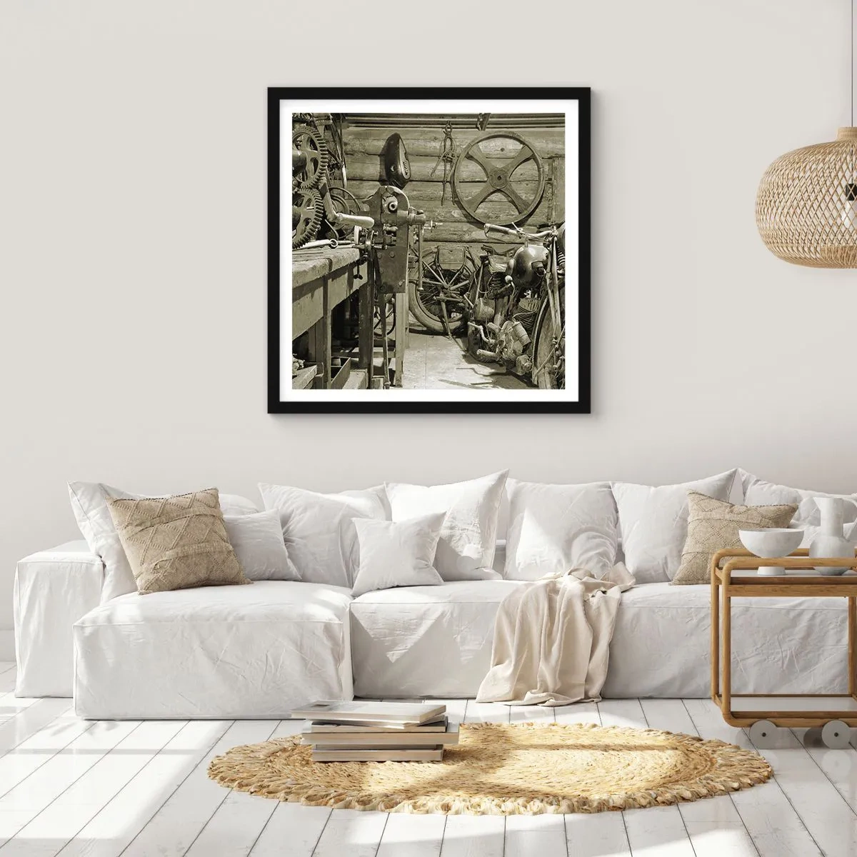 Poster in een zwarte lijst - In de schuur van oom Władek - 50x50 cm