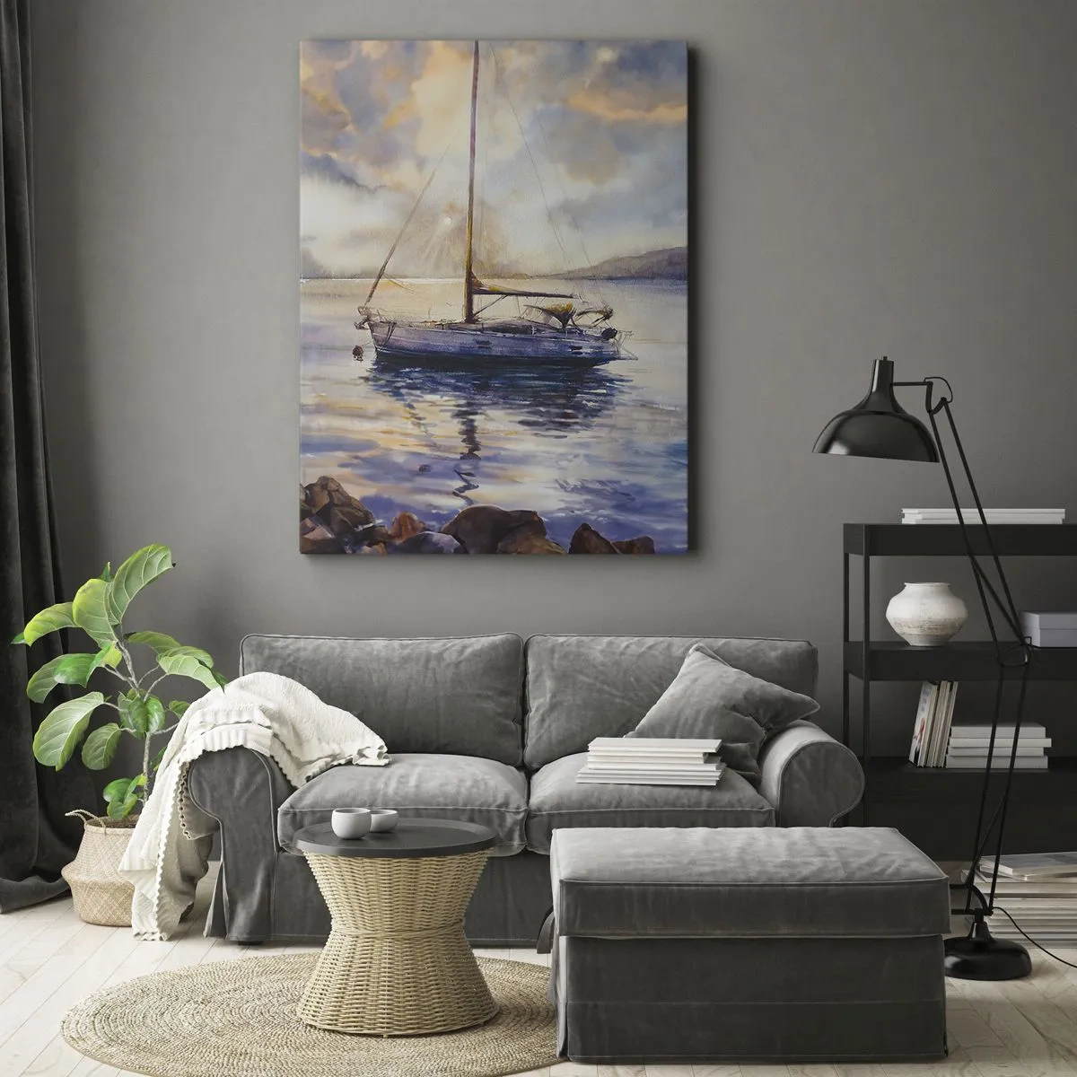 Schilderen op canvas - Avond aan de baai - 55x100 cm