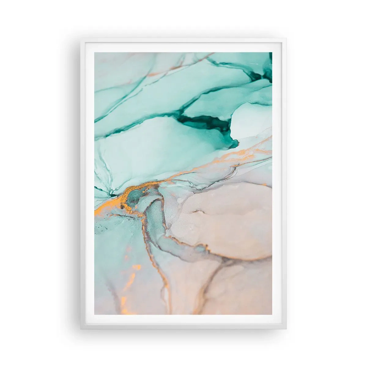 Poster in een witte lijst - Een dans van vormen en kleuren - 70x100 cm