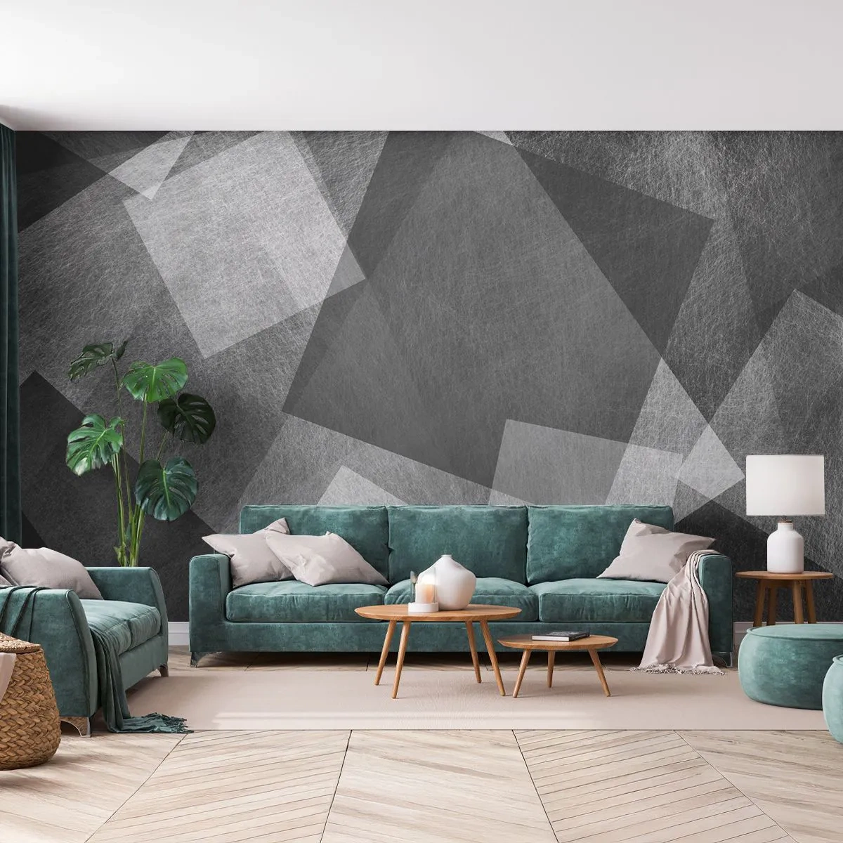 Fotobehang Standard Eco - Het eeuwige symbool van duurzaamheid en orde - Abstractie, Deel, Zwart en wit - 300x210 cm