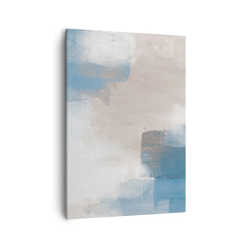 Schilderen op canvas - Roze abstractie achter een blauw gordijn - 50x70 cm