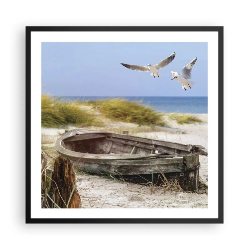 Poster in een zwarte lijst - Badend in de wind - 60x60 cm