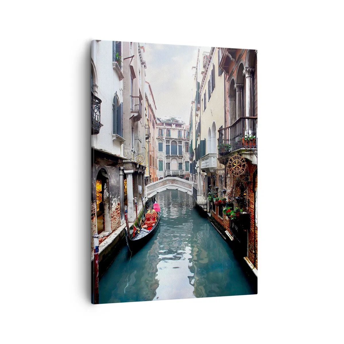 Schilderen op canvas - Venetiaans landschap met een gondel en een brug - 50x70 cm