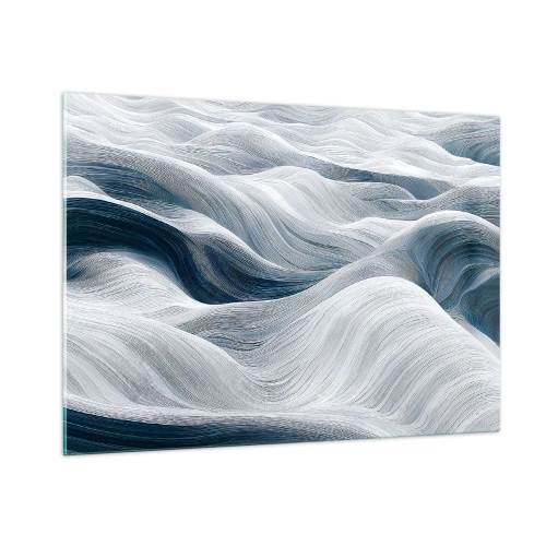 Schilderen op glas - Witte en blauwe golven - 100x70 cm