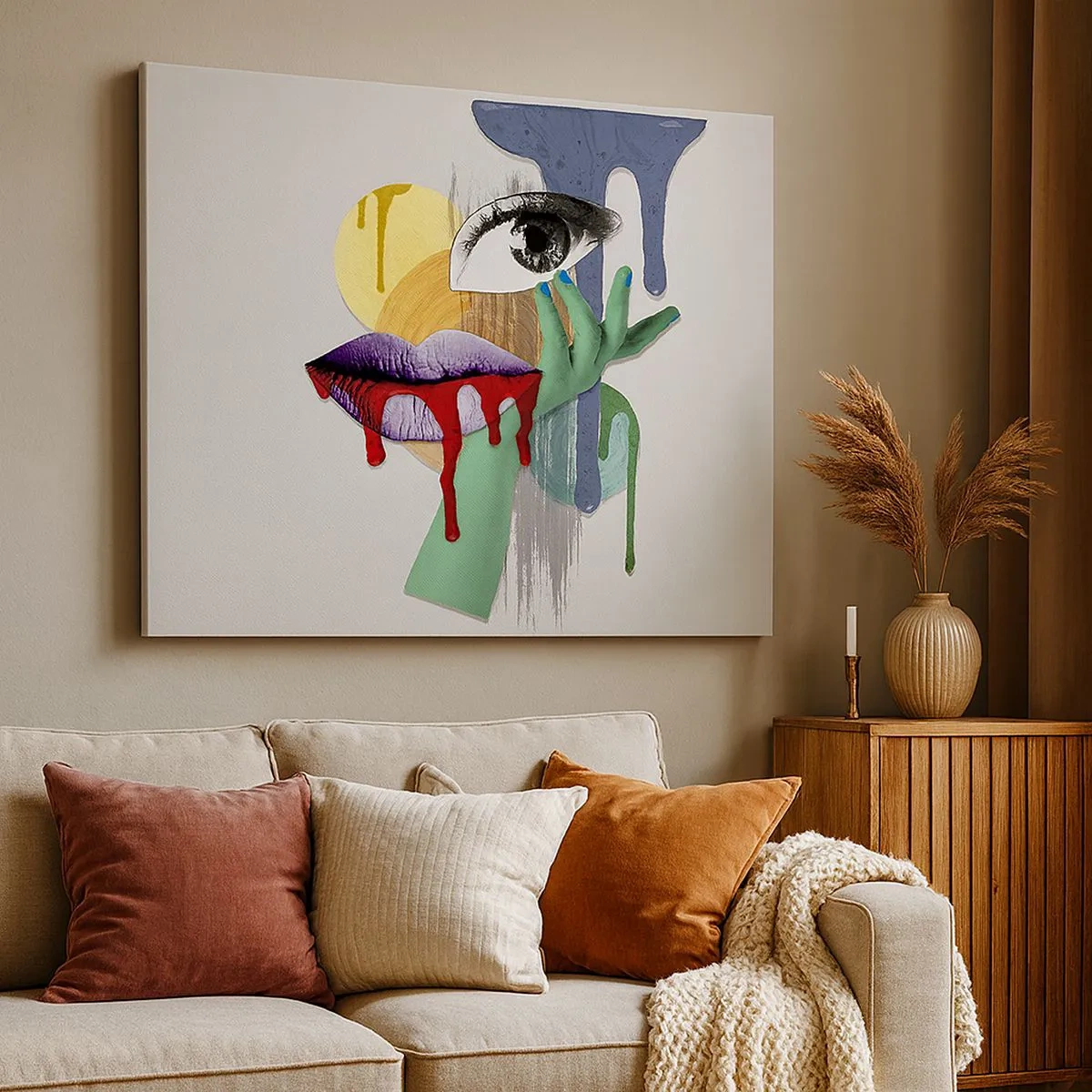 Schilderen op canvas - Gedeconstrueerd portret met abstracte elementen - 70x50cm - Een gedeconstrueerd portret - Moderne wanddecoratie voor woonkamer en slaapkamer ARTTOR
