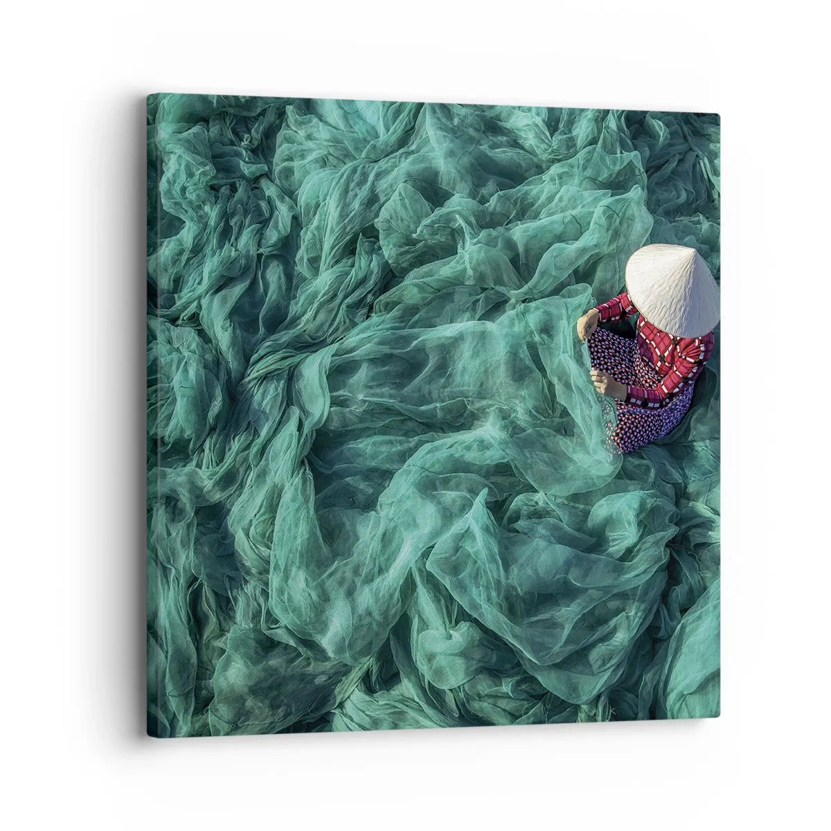 Schilderen op canvas - In een zee van netten - 30x30 cm