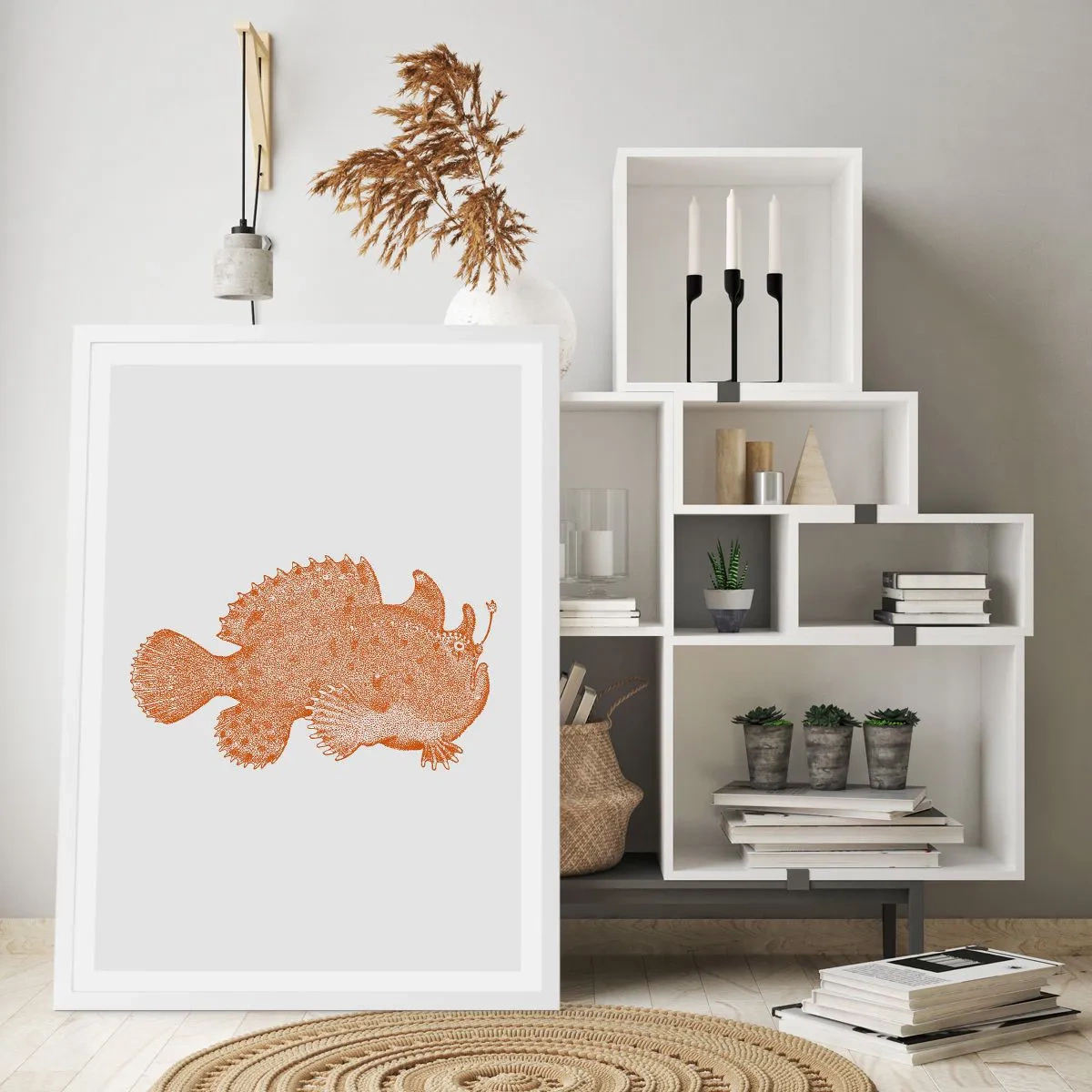 Poster in een witte lijst - En toch een vis - 70x100 cm