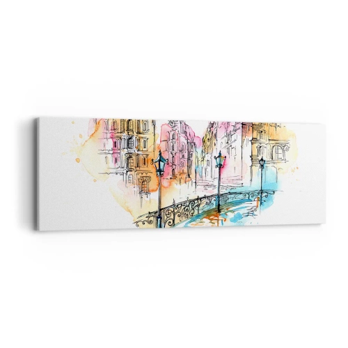 Schilderen op canvas - Het hart van de stad - 90x30 cm