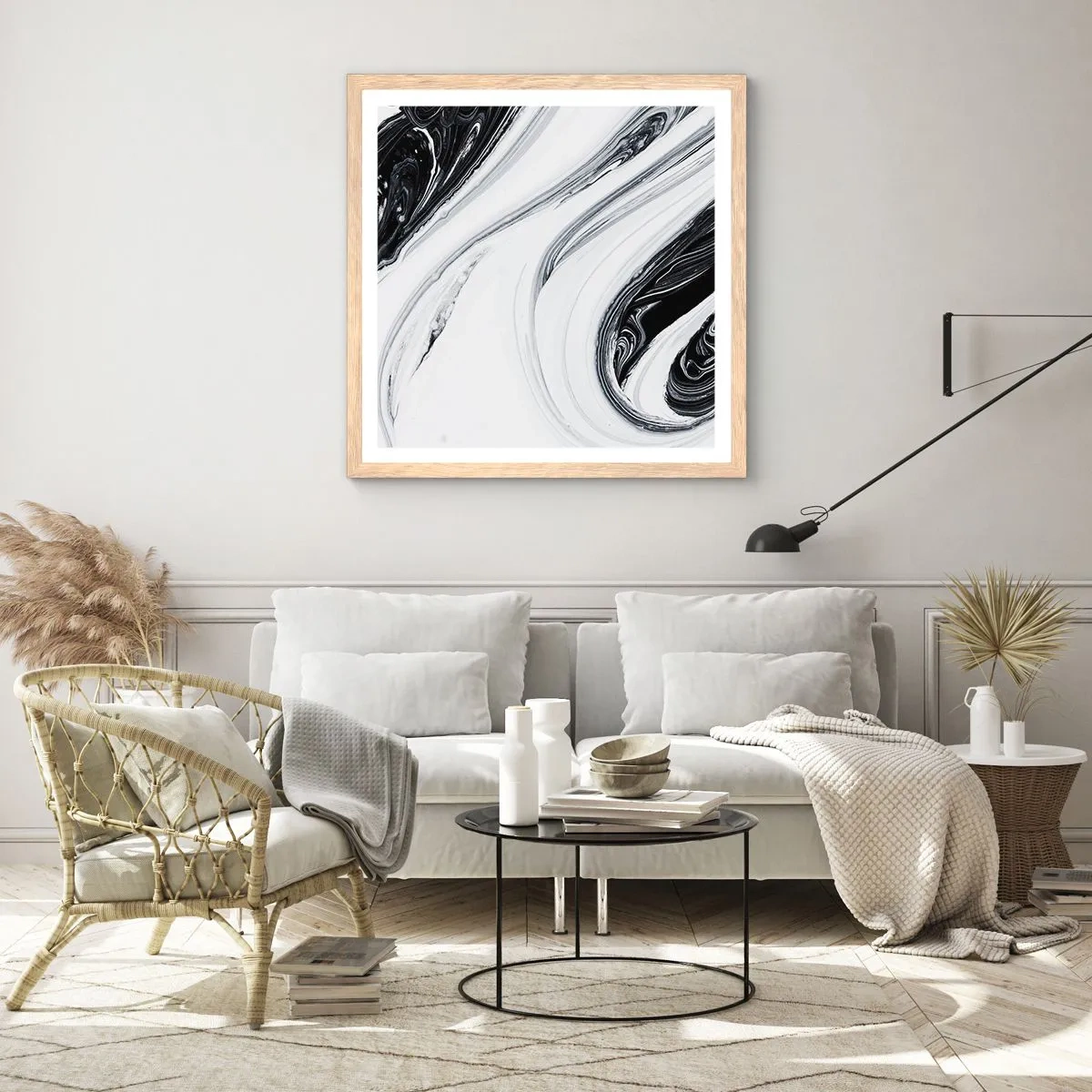 Een poster in een licht eiken lijst - Een combinatie van tegenstellingen - 60x60 cm